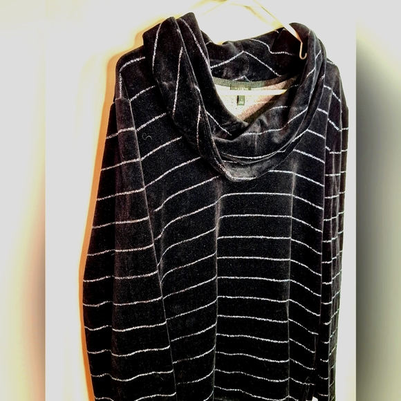 TALBOTS Luxe Metallic Striped Cowl Neck Soft Sweater Tunic size Large - Picture 4 of 7